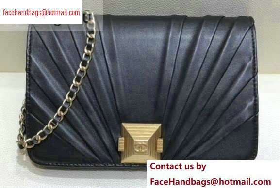 Chanel Pleated Lambskin Wallet on Chain WOC Bag AP0388 Black 2020 - Click Image to Close