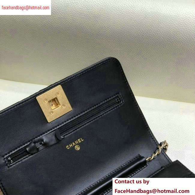 Chanel Pleated Lambskin Wallet on Chain WOC Bag AP0388 Black 2020 - Click Image to Close