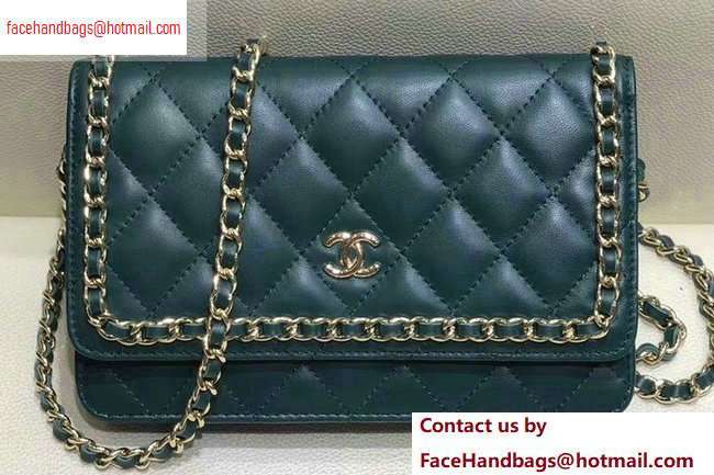 Chanel Pleated Lambskin Wallet on Chain WOC Bag AP0388 Green 2020