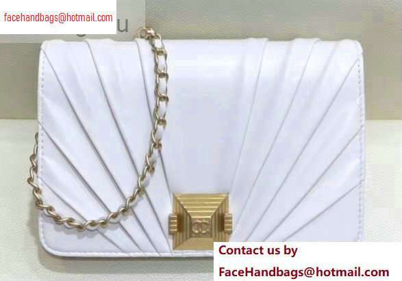 Chanel Pleated Lambskin Wallet on Chain WOC Bag AP0388 White 2020