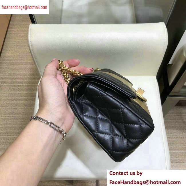 Chanel Reissue 2.55 Lambskin and Crocodile Embossed Calfskin 225 Flap Bag A37586 Black/Gold 2020 - Click Image to Close