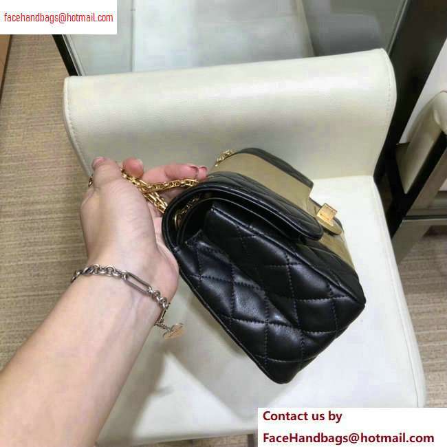 Chanel Reissue 2.55 Lambskin and Crocodile Embossed Calfskin 225 Flap Bag A37586 Black/Gold/Black 2020 - Click Image to Close