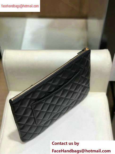 Chanel Reissue 2.55 Lambskin and Crocodile Embossed Calfskin Pouch Clutch Bag A82725 Black/Gold 2020