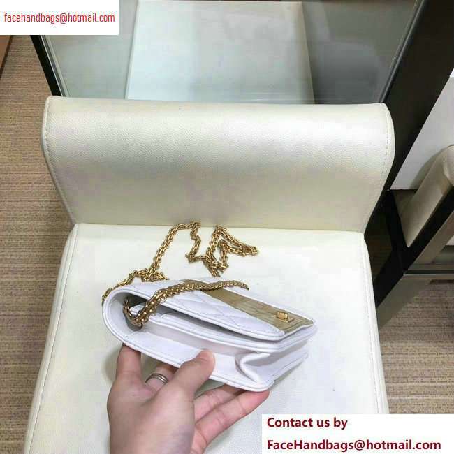 Chanel Reissue 2.55 Lambskin and Crocodile Embossed Calfskin Wallet on Chain WOC Bag AP0612 White/Gold 2020 - Click Image to Close