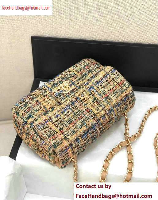 Chanel Tweed Mini Classic Flap Bag A69900 Apricot 2020 - Click Image to Close