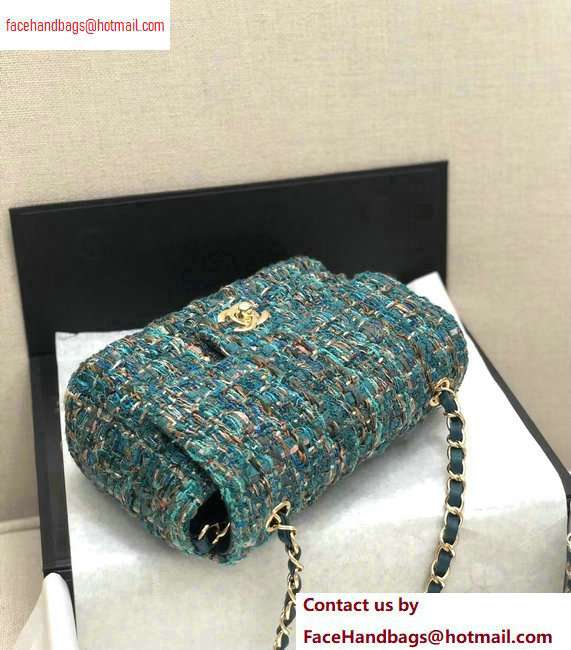Chanel Tweed Mini Classic Flap Bag A69900 Green 2020 - Click Image to Close