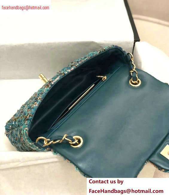 Chanel Tweed Mini Classic Flap Bag A69900 Green 2020 - Click Image to Close