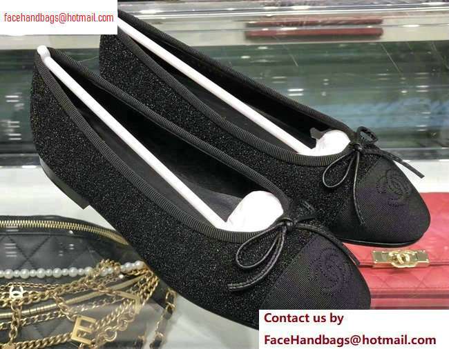Chanel Tweed and Grosgrain Classic Bow Ballerinas Flats G02819 Black 2020 - Click Image to Close