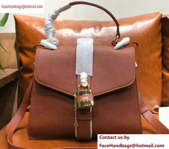 Chloe Medium Aby Day Shoulder Bag Brown in Grained and Shiny Calfskin 2020