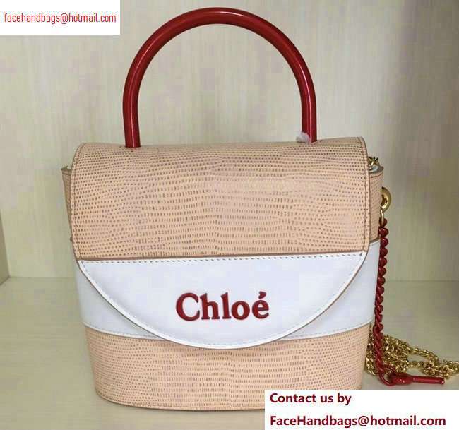 Chloe Small Aby Lock Chain Bag Apricot in Embossed Lizard Calfskin 2020