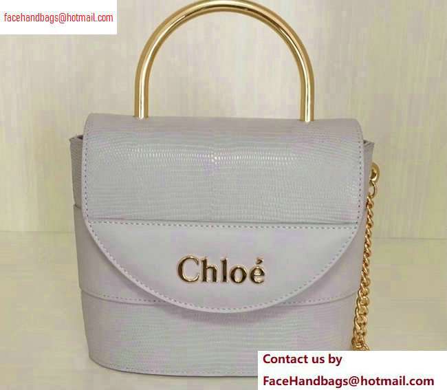 Chloe Small Aby Lock Chain Bag Gray in Embossed Lizard Calfskin 2020 - Click Image to Close