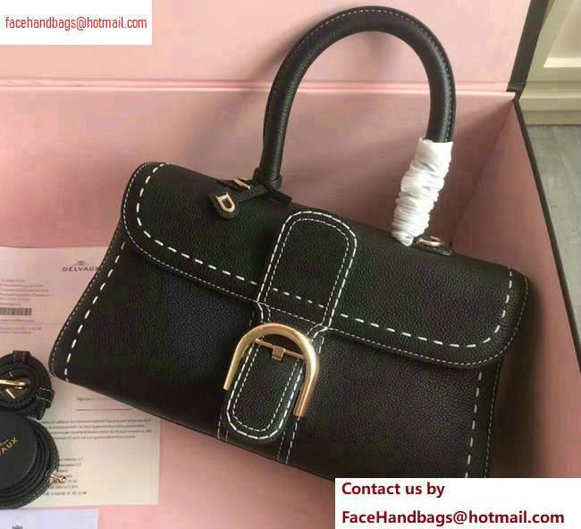 Delvaux Brillant East/West Mini Tote Bag In Togo Leather Large Black - Click Image to Close