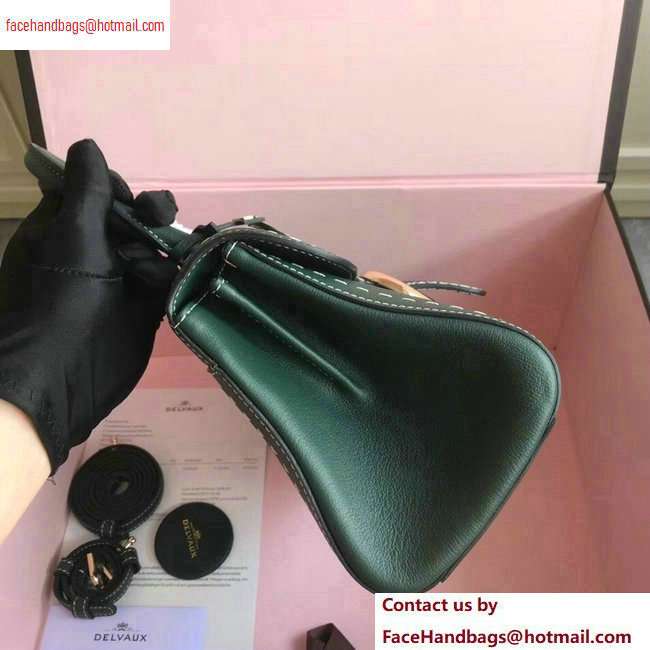Delvaux Brillant East/West Mini Tote Bag In Togo Leather Large Dark Green - Click Image to Close