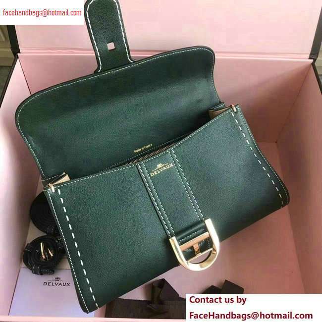 Delvaux Brillant East/West Mini Tote Bag In Togo Leather Large Dark Green