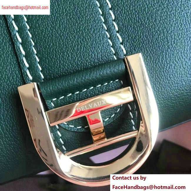 Delvaux Brillant East/West Mini Tote Bag In Togo Leather Large Dark Green - Click Image to Close