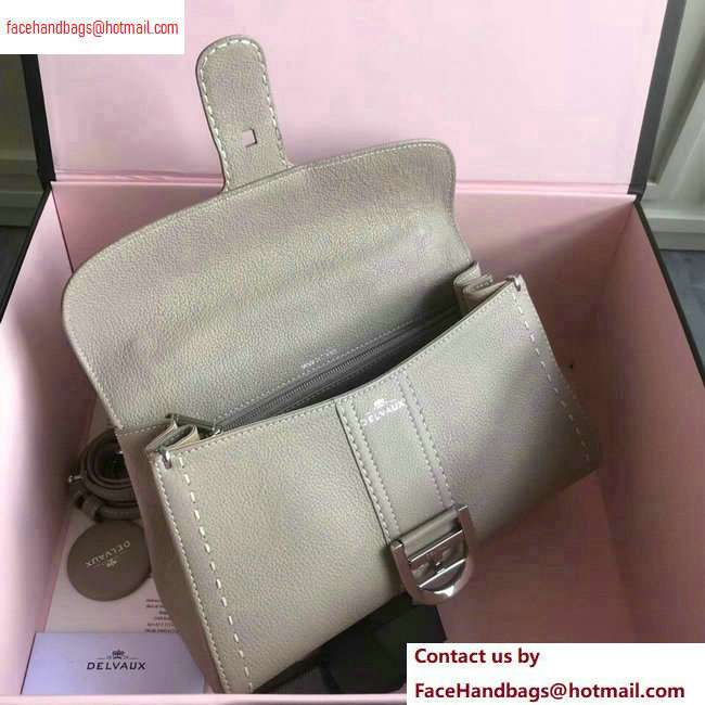 Delvaux Brillant East/West Mini Tote Bag In Togo Leather Large Light Gray