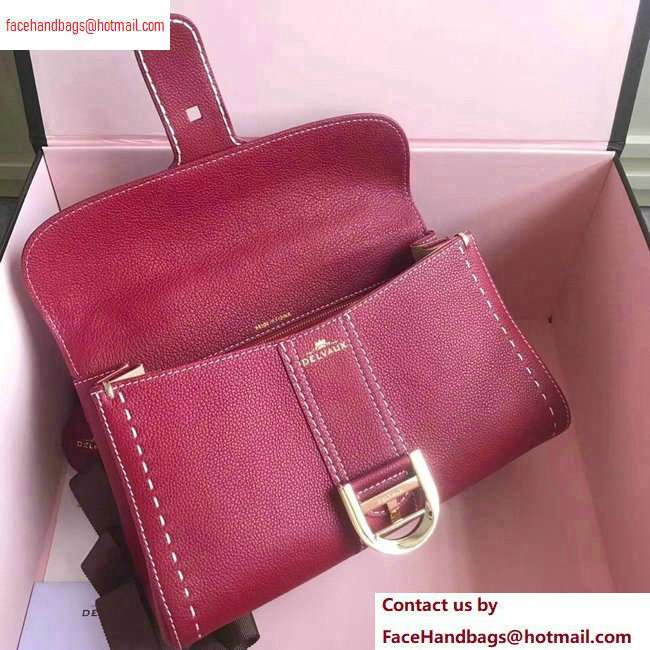 Delvaux Brillant East/West Mini Tote Bag In Togo Leather Large Raspberry Red - Click Image to Close