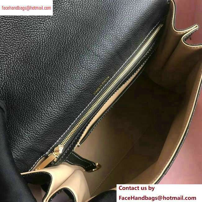 Delvaux Brillant Medium Tote Bag In Togo Leather Black