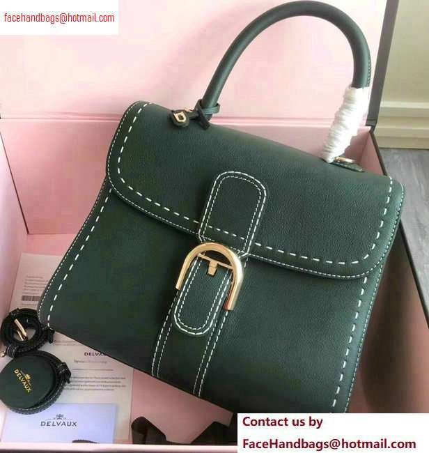 Delvaux Brillant Medium Tote Bag In Togo Leather Dark Green - Click Image to Close