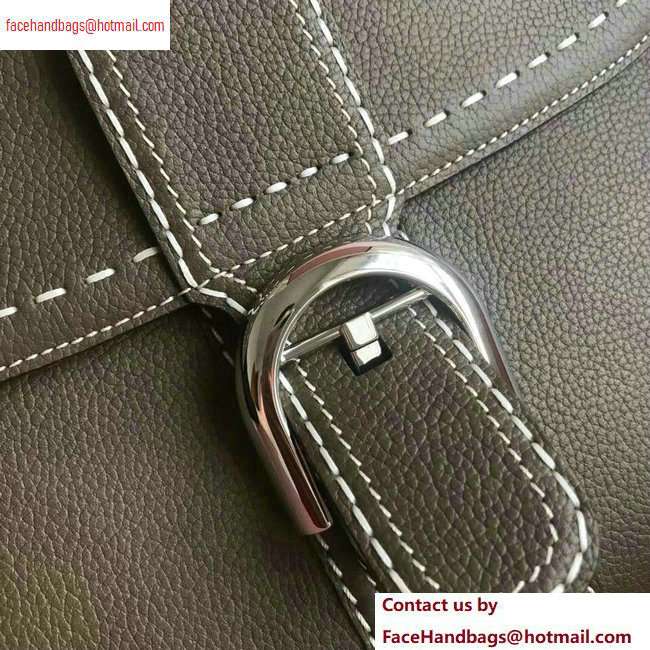 Delvaux Brillant Medium Tote Bag In Togo Leather Elephant Gray - Click Image to Close