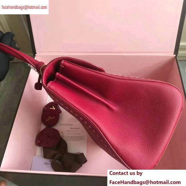 Delvaux Brillant Medium Tote Bag In Togo Leather Raspberry Red