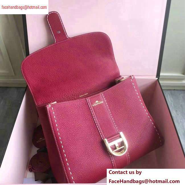 Delvaux Brillant Medium Tote Bag In Togo Leather Raspberry Red - Click Image to Close