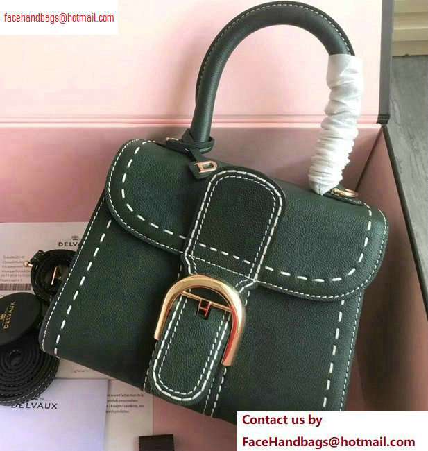 Delvaux Brillant Small Tote Bag In Togo Leather Dark Green