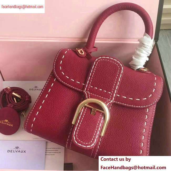 Delvaux Brillant Small Tote Bag In Togo Leather Raspberry Red - Click Image to Close