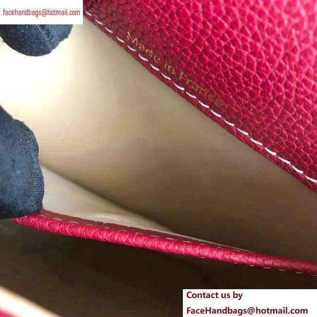 Delvaux Brillant Small Tote Bag In Togo Leather Raspberry Red - Click Image to Close