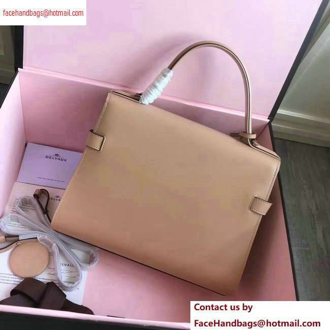 Delvaux Calfskin Tempete MM Top Handle Tote Bag Apricot