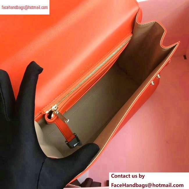 Delvaux Calfskin Tempete MM Top Handle Tote Bag Orange Red - Click Image to Close