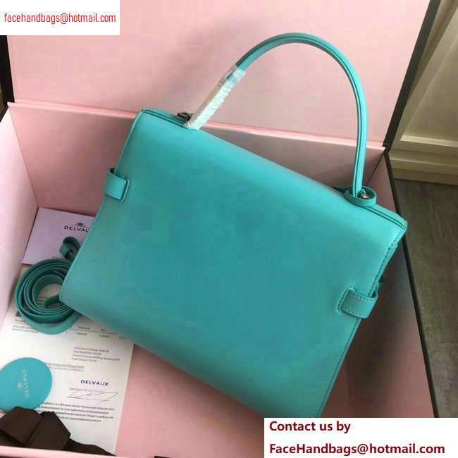 Delvaux Calfskin Tempete MM Top Handle Tote Bag Turquoise