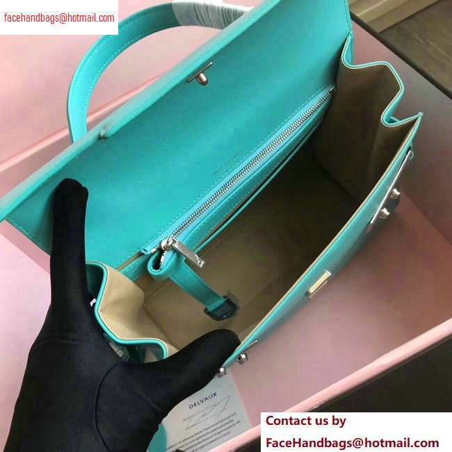 Delvaux Calfskin Tempete MM Top Handle Tote Bag Turquoise