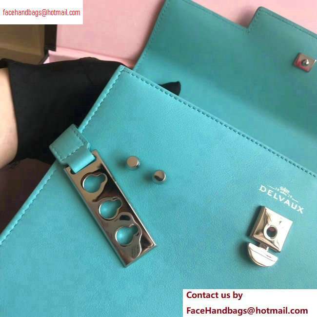 Delvaux Calfskin Tempete MM Top Handle Tote Bag Turquoise - Click Image to Close