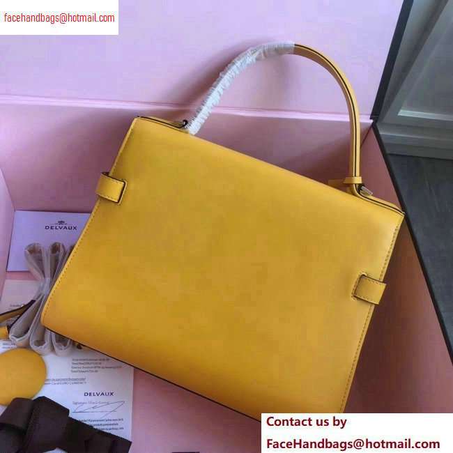 Delvaux Calfskin Tempete MM Top Handle Tote Bag Yellow