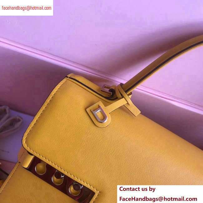 Delvaux Calfskin Tempete MM Top Handle Tote Bag Yellow - Click Image to Close