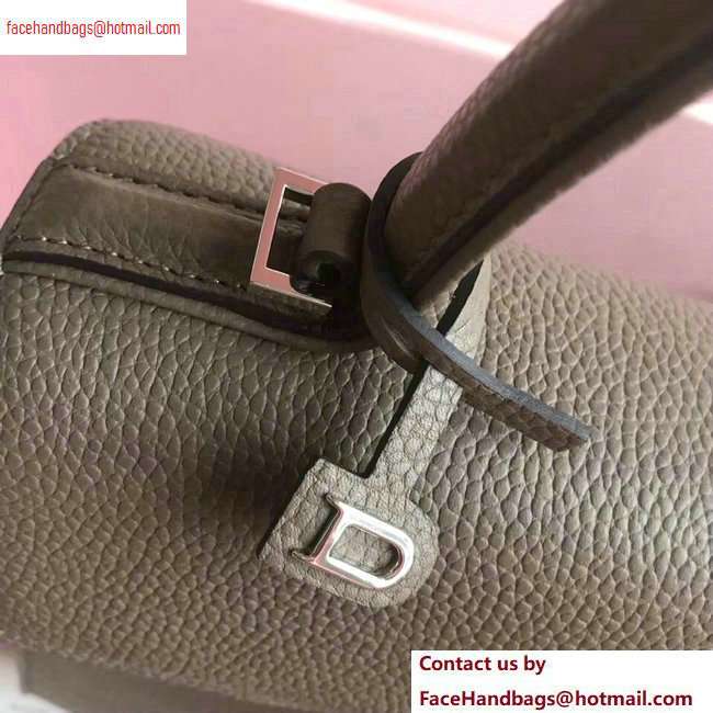 Delvaux Togo Leather Tempete MM Top Handle Tote Bag Etoupe