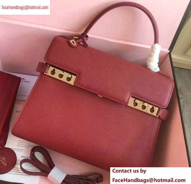 Delvaux Togo Leather Tempete MM Top Handle Tote Bag Red - Click Image to Close