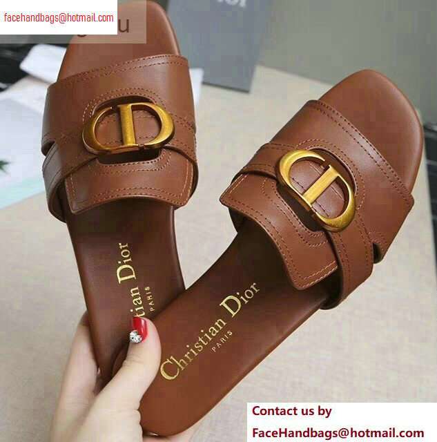 Dior 30 Montaigne Mules in Calfskin Brown 2020 - Click Image to Close