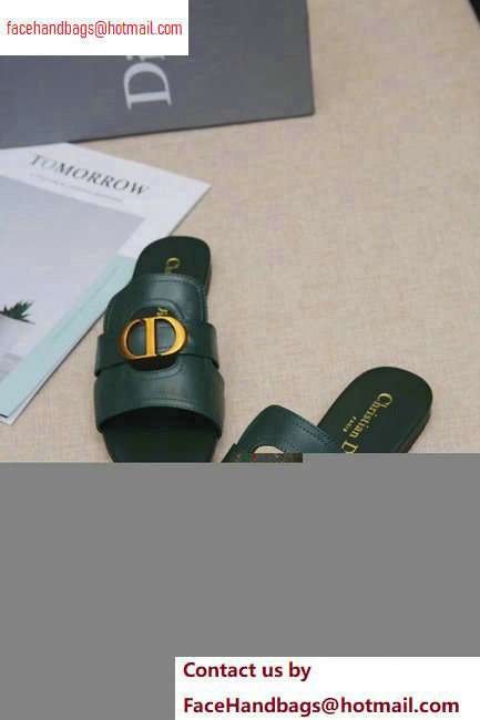 Dior 30 Montaigne Mules in Calfskin Dark Green 2020