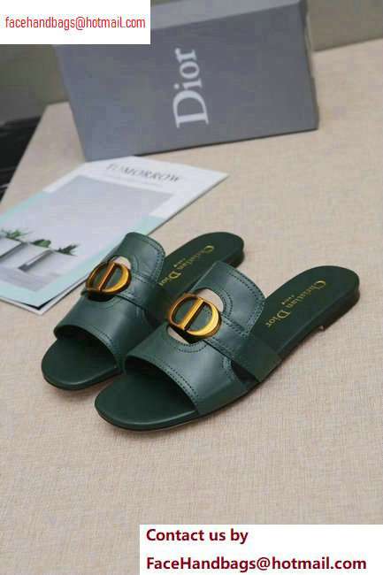Dior 30 Montaigne Mules in Calfskin Dark Green 2020