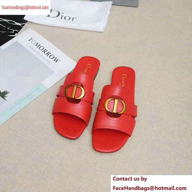 Dior 30 Montaigne Mules in Calfskin Red 2020
