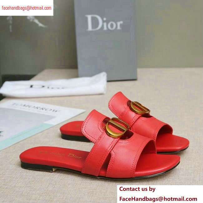 Dior 30 Montaigne Mules in Calfskin Red 2020