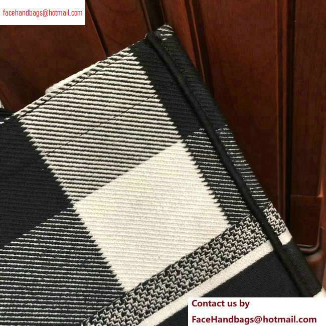 Dior Book Tote Bag In Embroidered Canvas Check Black 2020 - Click Image to Close
