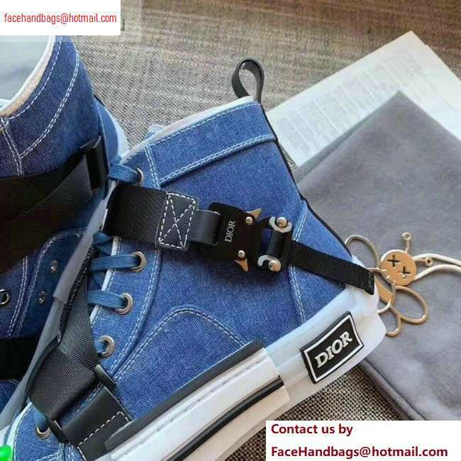 Dior Canvas High-top Sneakers Blue with Belt 2020