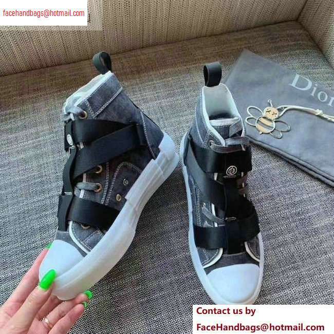 Dior Canvas High-top Sneakers Gray with Belt 2020 - Click Image to Close