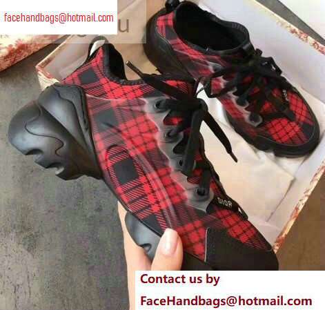 Dior D-Connect Sneakers in Neoprene Tartan Black/Red 2020