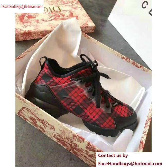 Dior D-Connect Sneakers in Neoprene Tartan Black/Red 2020