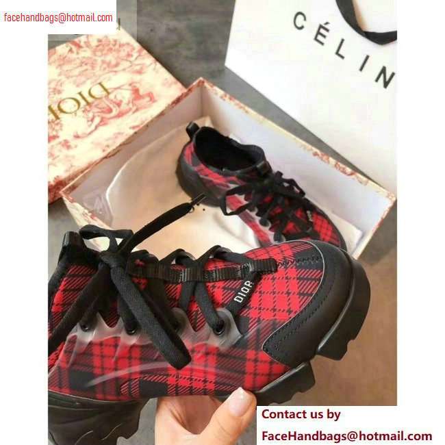 Dior D-Connect Sneakers in Neoprene Tartan Black/Red 2020 - Click Image to Close