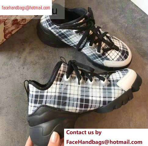Dior D-Connect Sneakers in Neoprene Tartan Black/White 2020